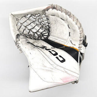 Gants de gardien de but CCM Extreme Flex 6 Pro d'occasion (blanc/noir/jaune)